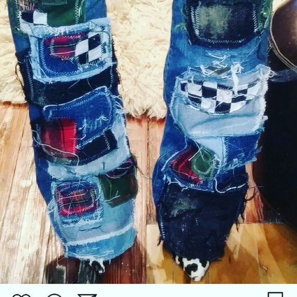 Custom patchwork jeans. All sizes - Picture 4 of 7